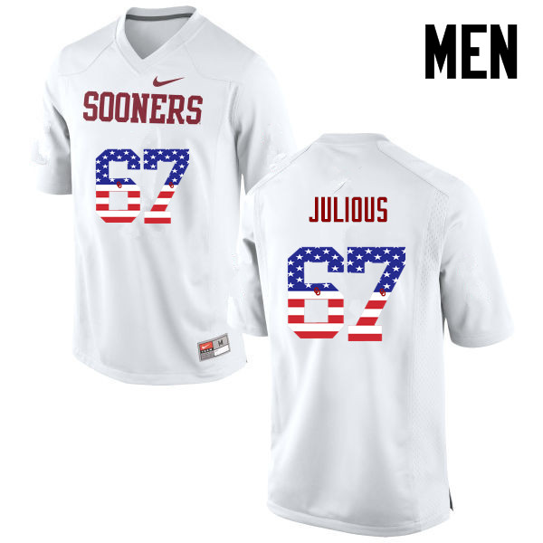 Oklahoma Sooners #67 Ashton Julious College Football USA Flag Fashion Jerseys-White